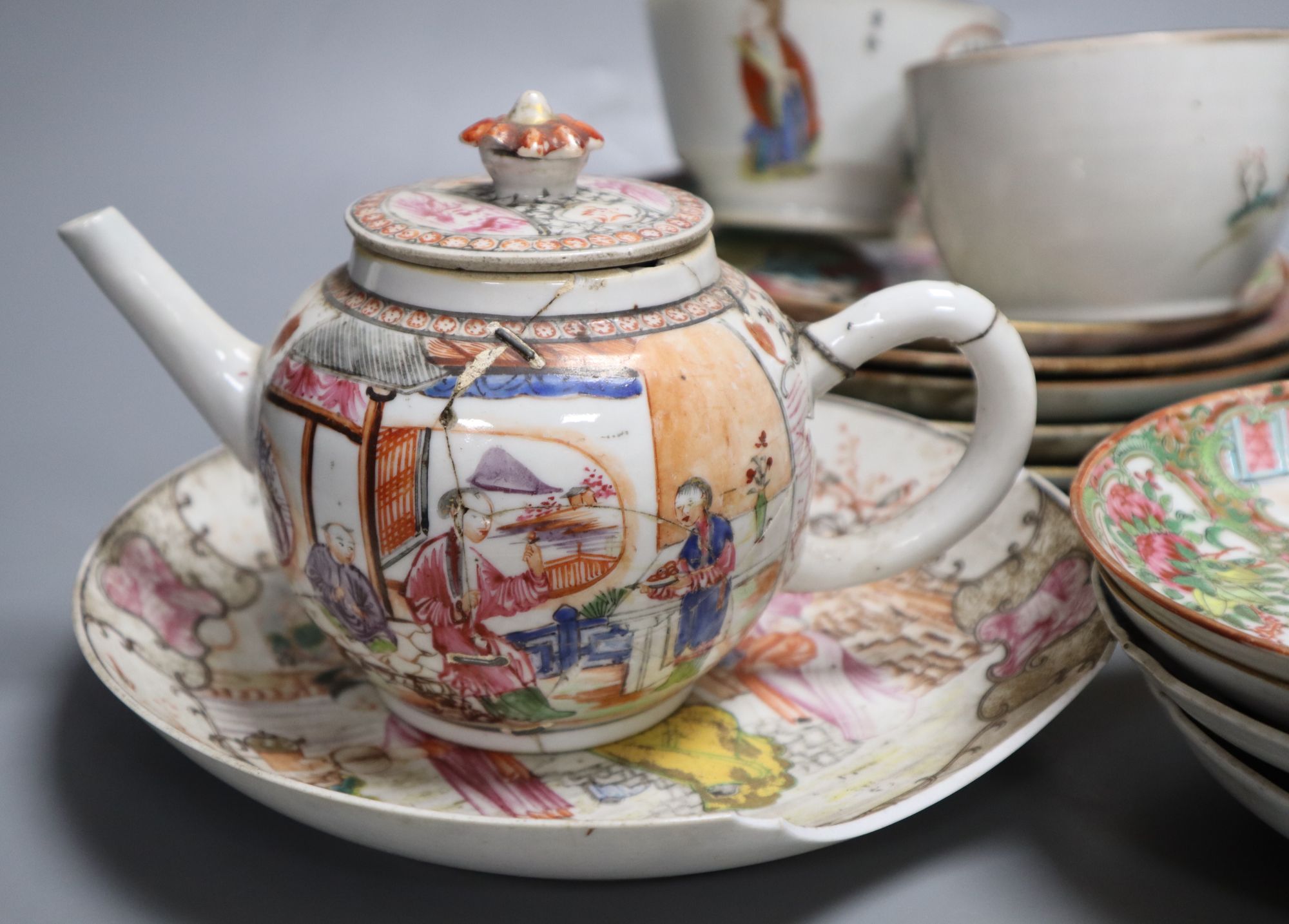 A group of Chinese famille rose tea wares, 18th/19th century